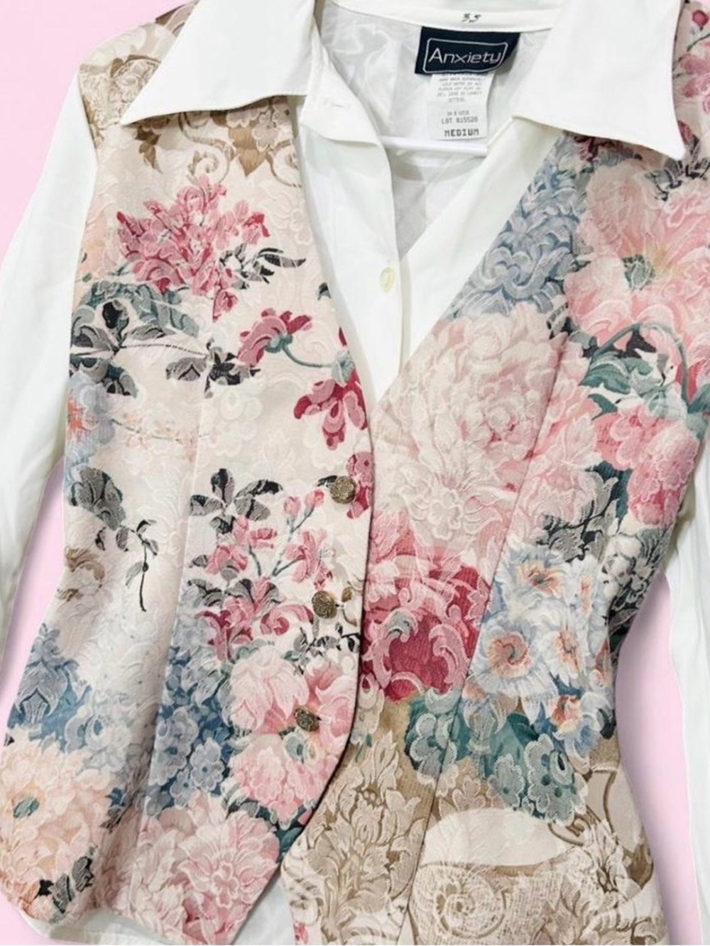 Floral Vintage Brocade Vest Shirt